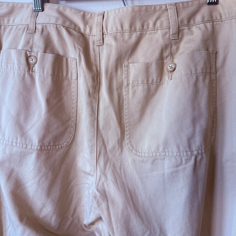VTG Ralph Lauren Khaki Wide Leg Chino Pants Tan 100% Cotton Size 16 NWT Wide Leg - Picture 9 of 11